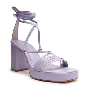 SCHUTZ Glenna Platform Leather Sandal in Smokey Grape (NWT)